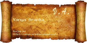 Vanya Aranka névjegykártya